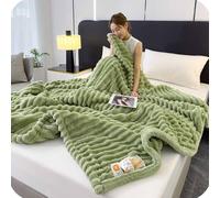 Thickened Rabbit Plush & Milk Velvet Blanket - Soft Cozy Cream Faux Rabbit Fur Throw Blanket for Home, Bed, and Sofa Seasons, Providing Warmth and Comfort. (Green,180 × 200cm)