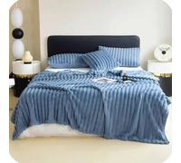 Thickened Rabbit Plush & Milk Velvet Blanket - Soft Cozy Cream Faux Rabbit Fur Throw Blanket for Home, Bed, and Sofa Seasons, Providing Warmth and Comfort. (Blue,150 × 200 cm)