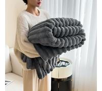 Thickened Rabbit Plush Nap Blanket Fluffy Fuzzy Plush Bubble, Soft Warm Cozy Shaggy Rabbit, for Bed Sofa Home Office (Dark Gray,79 * 91 in)