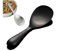 Thickened Stainless Steel Non-Stick Rice Spoon, Multi-Purpose Rice Paddle, Sturdy Rice Scooper, Round Rice Spatula Food Serving Spoon, Kitchen Essentials (Black)