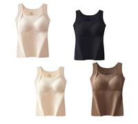 Thickened Warm Tank Top with Shelf Bra,2 in 1 Womens Warming Vest,High Elasticity Sleeveless Slim Fit Tank Top (4PCS-D,TTG)