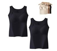 Thickened Warm Tank Top with Shelf Bra, Cashmere Sweater Women, 2 in 1 Warming Vest Built-in Bra Thermal Underwear (2 A,TG)