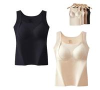 Thickened Warm Tank Top with Shelf Bra, Cashmere Sweater Women, 2 in 1 Warming Vest Built-in Bra Thermal Underwear (2 B,TG)