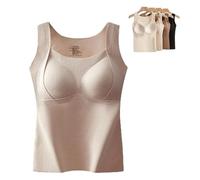 Thickened Warm Tank Top with Shelf Bra, Cashmere Sweater Women, 2 in 1 Warming Vest Built-in Bra Thermal Underwear (Light Brown,TG)