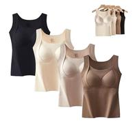 Thickened Warm Tank Top with Shelf Bra, Cashmere Sweater Women, 2 in 1 Warming Vest Built-in Bra Thermal Underwear (4 A,TG)