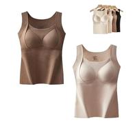 Thickened Warm Tank Top with Shelf Bra, Cashmere Sweater Women, 2 in 1 Warming Vest Built-in Bra Thermal Underwear (2 E,M)