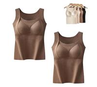 Thickened Warm Tank Top with Shelf Bra, Cashmere Sweater Women, 2 in 1 Warming Vest Built-in Bra Thermal Underwear (2 F,TTG)