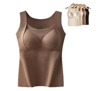Thickened Warm Tank Top with Shelf Bra, Cashmere Sweater Women, 2 in 1 Warming Vest Built-in Bra Thermal Underwear (Dark Coffee,TG)