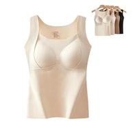 Thickened Warm Tank Top with Shelf Bra, Cashmere Sweater Women, 2 in 1 Warming Vest Built-in Bra Thermal Underwear (White,M)