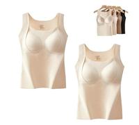 Thickened Warm Tank Top with Shelf Bra, Cashmere Sweater Women, 2 in 1 Warming Vest Built-in Bra Thermal Underwear (2 H,Grand)