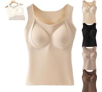 Thickened Warm Tank Top with Shelf Bra, One-Piece Seamless Warm Base Layer, Thermal Tank Top for Women Cold Weather (Nude,TG)