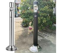 thickvalley Cendrier sur Pied Extérieur, Pilier De Suie en Acier Inoxydable Coupe-Vent avec Couvercle Et Baril Intérieur Amovible, Cendrier sur Pied Au Sol pour Hôtel, Lieux Publics, Restaurant