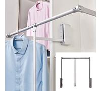 thickvalley Penderie Rabattable Tringle à Vêtements, Barre Escamotable Largeur Réglable 450-600MM(S)/600-830MM(M)/830-1150MM(L), pour Suspendre Les Chargement de 30 kg,Silver-M