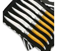 THIERS IFORGE - Coffret de 6 Couteaux à steak laguiole ABS de couleur jaune