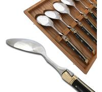THIERS IFORGE - Coffret de 6 cuillères à soupe laguiole Manche en Corne noire