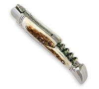 THIERS IFORGE - Couteau laguiole manche en bois de cerf avec tire-bouchon et mitres en inox - 12 cm