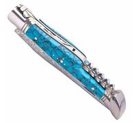 THIERS IFORGE - Couteau laguiole turquoise damas avec tire bouchon