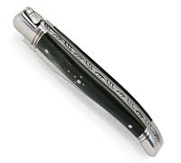 THIERS IFORGE - Laguiole manche en corne noire et mitres en inox - 11 cm