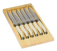 THIERS IFORGE - Planche à découper avec 6 couteaux laguiole blancs