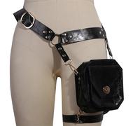 Thigh Bag Holster - PU Leather Steampunk, Vintage Leg Pack | Adjustable Strap Utility Storage Pouch, Retro Gothic Motorcycle Drop Leg Organizer with Multiple Zipper Compartments Design for Gym Travel