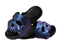 Thigies Chaussons Tête de Mort Unisexes - Sandales Antidérapantes à Bout Ouvert avec Semelles Épaisses en EVA, Pantoufles de Douche pour Intérieur et Extérieur, Plage et Piscine