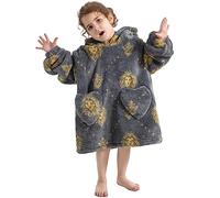 Thigies Couverture à capuche surdimensionnée pour enfant, fille et garçon, super chaude et confortable, moelleuse, Lion gris, taille unique