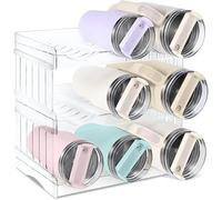 Thigies Lot de 3 organiseurs empilables Bouteilles d'eau pour Stanley de 1,2L gobelets Porte-Bouteilles en Plastique pour Armoire/Garde-Manger/réfrigérateur Gain de Place Peut contenir 9 conteneurs
