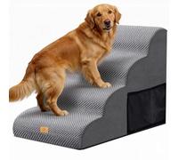 Thihome Escaliers pour Chiens, 4 Marches Rampe Chien Escalier Chat avec Housse Amovible, Rampe pour Chien Antidérapant pour Personnes Âgées, Blessées, Grands Chiens - Gris