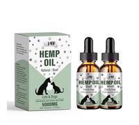 Thilife | Huile de Graines de Chanvre Chien et Chat 5000 MG de Composants Actifs | Pack x2 | Saveur Naturel/Bœuf | Omega 3 6 9 | Vitamines A/B/D/E pour Animaux domestiques | Complément Naturel