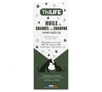 Thilife - Huile de Graines de Chanvre pour Chiens & Chats Adultes - Goût Poulet - Oméga 3-6-9 - Vitamine E - Pipette - 30 ML - Fabriqué en France