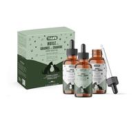 Thilife - Huile de Graines de Chanvre pour Chiens & Chats Adultes - Lot Découverte 3 Saveurs (Poulet, Nature & Bœuf) - Oméga 3-6-9 - Vitamine E - Pipette - 3×30 ML - Fabriqué en France
