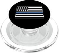Thin Blue Line Police Officer Department US Flag Black PopSockets PopGrip pour MagSafe