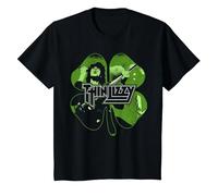 Thin Lizzy Shamrock Infill T-Shirt, Enfant, Noir, 6 Ans