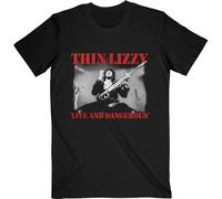 Thin Lizzy T Shirt Live and Dangerous Band Logo Nouveau Officiel Homme Noir Size S