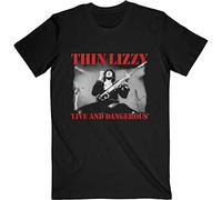 Thin Lizzy T Shirt Live and Dangerous Band Logo Nouveau Officiel Homme Noir Size XXL