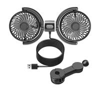 THINCAN 1 ensemble de ventilateurs USB à deux têtes pour siège arrière avec vitesse réglable et trois vitesses pour camion, SUV, voiture