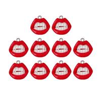 THINCAN 10 pièces Red Vampire Bouche Résine Lèvres Charme Pour Bijoux Découvertes Boucles d'oreilles Mignon Porte-clés Pendentif Flatback