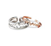 THINCAN 2 pièces Bague de doigt réglable Simple Battement de cœur ouvert Romantique Couple Promesse Bijoux pour petit ami Petite amie