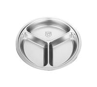 THINCAN Assiettes rondes en acier inoxydable de 28 cm de diamètre Séparateur alimentaire Plat servi pour cuisine Bureau Micro-ondes Assiette ronde à partition alimentaire Utilisation