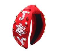 THINCAN Bandeau de Noël avec perles et nœuds - Style baroque - Bandeau embelli - Pour adulte - Fête de Noël - Accessoires de cheveux