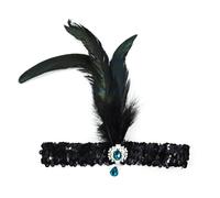 THINCAN Bandeau de style médiéval avec plumes et décors de couleurs - Bandeau élastique ethnique pour filles, festival, Halloween, fête