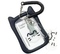 THINCAN Belles couvertures pour cartes de crédit étui de protection porte-carte photo chat protecteur de bus d'oreille porte-clés porte-clés holds chats étui d'oreille bus transparent belle carte