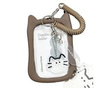 THINCAN Belles couvertures pour cartes de crédit étui de protection porte-carte photo chat protecteur de bus d'oreille porte-clés porte-clés holds chats étui d'oreille bus transparent belle carte