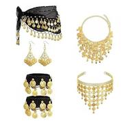 THINCAN Belly Dance Bijoux Tsiganes Costume Femme Ventre Tenue de Danse, Noir , taille unique