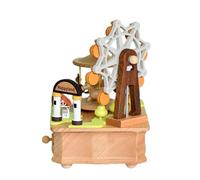 THINCAN Boîte à musique en bois vintage avec carrousel rotatif et statue de roue rotative Ornement décoratif Cadeau pour collectionneurs Cadeau de musique pour enfants et adultes