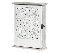 THINCAN Boîte de rangement murale compacte 6 crochets Armoire de sécurité verrouillable Design en bois multifonction pour bureau à domicile et bureau Mur de rangement monté