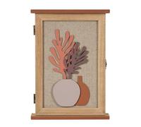 THINCAN Boîte de rangement murale compacte 6 crochets Armoire de sécurité verrouillable Design en bois multifonction pour bureau à domicile et bureau Mur de rangement monté