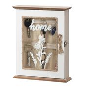 THINCAN Boîte de rangement murale compacte 6 crochets Armoire de sécurité verrouillable Design en bois multifonction pour bureau à domicile et bureau Mur de rangement monté