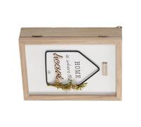 THINCAN Boîte de rangement murale compacte 6 crochets Armoire de sécurité verrouillable Design en bois multifonction pour bureau à domicile et bureau Mur de rangement monté