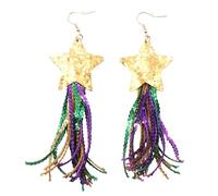 THINCAN Boucles d'oreilles pendantes en forme d'étoile colorée - Cinq points - Étoile à franges - Pentagramme - Pendentif - Bijoux de mode